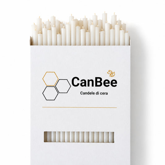 Confezione CanBee con candele sottili bianche