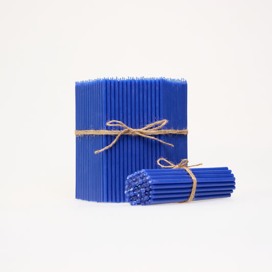 Thin Blue Beeswax Candles 16 cm – Bulk 1–4 kg | CanBee