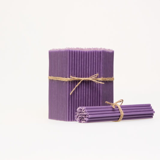 Thin Purple Beeswax Candles 16 cm – Bulk 1–4 kg | CanBee