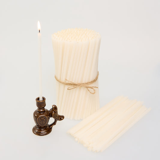 Candele sottili N80 bianche in cera d’api naturale, formato bulk (foto 1)