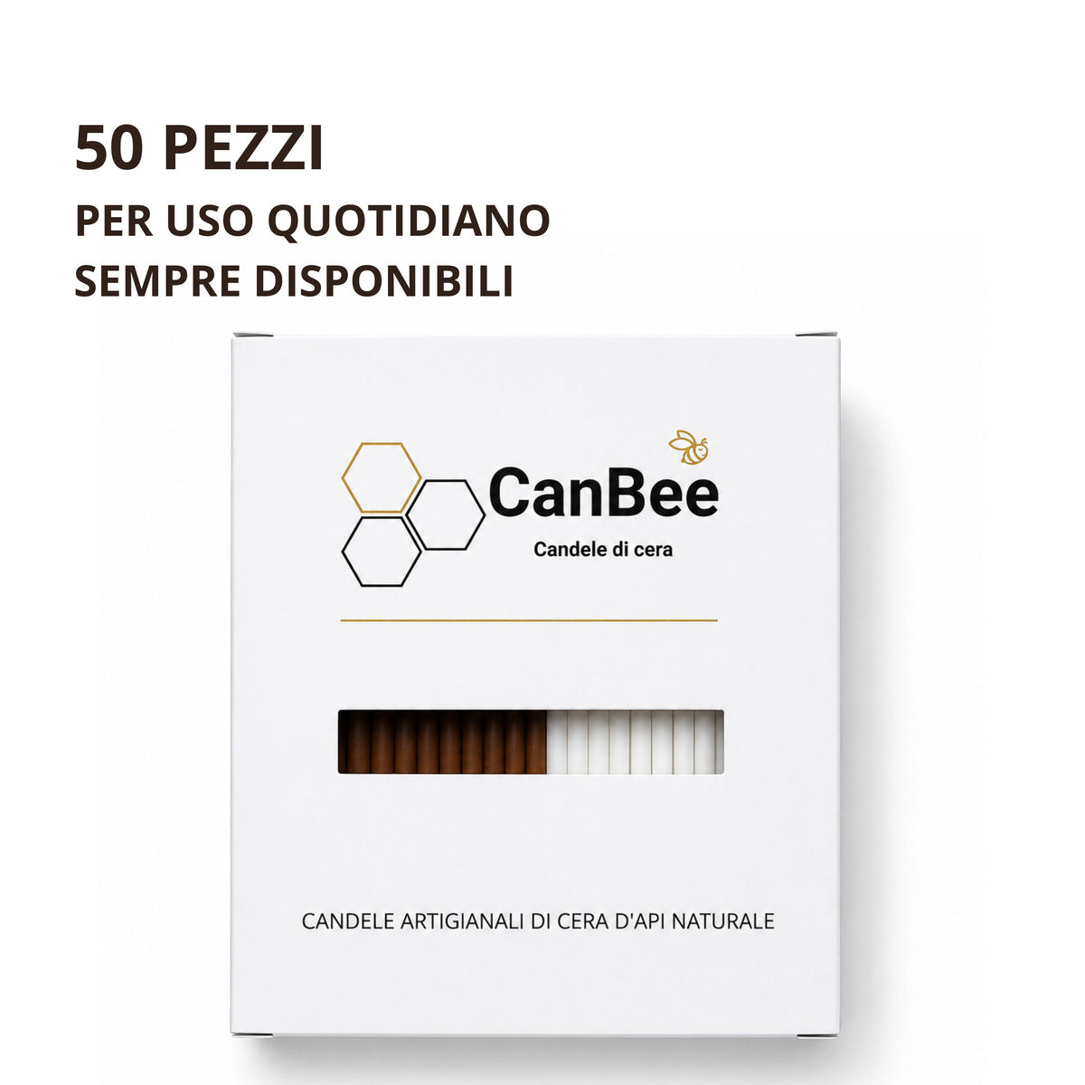 Candele Sottili Marrone e Bianco in Cera d’Api Naturale