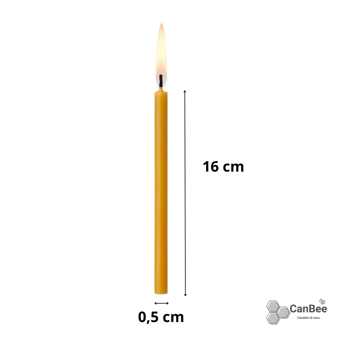 CanBee | Candele in Cera d’Api Naturale | 16 cm | Ø 5 mm | 40 min | №140 | Confezione da 50 Pezzi