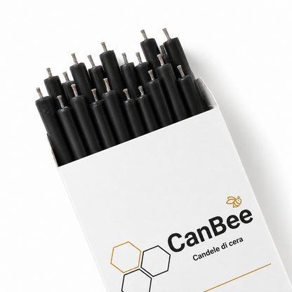 CanBee-Packung mit schwarzen dünnen Kerzen