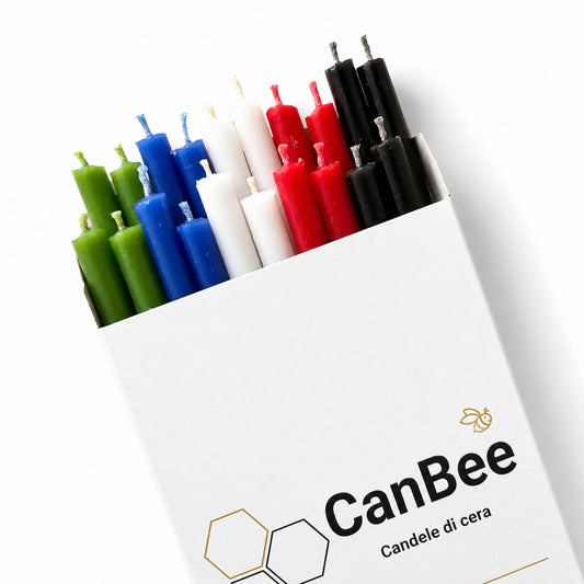 Confezione CanBee con candele sottili multicolore