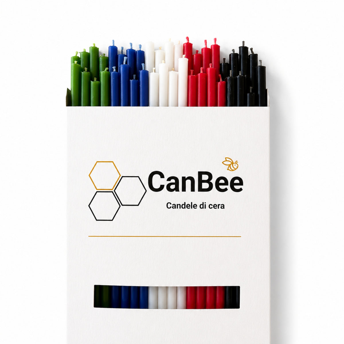 Confezione CanBee con candele sottili multicolore