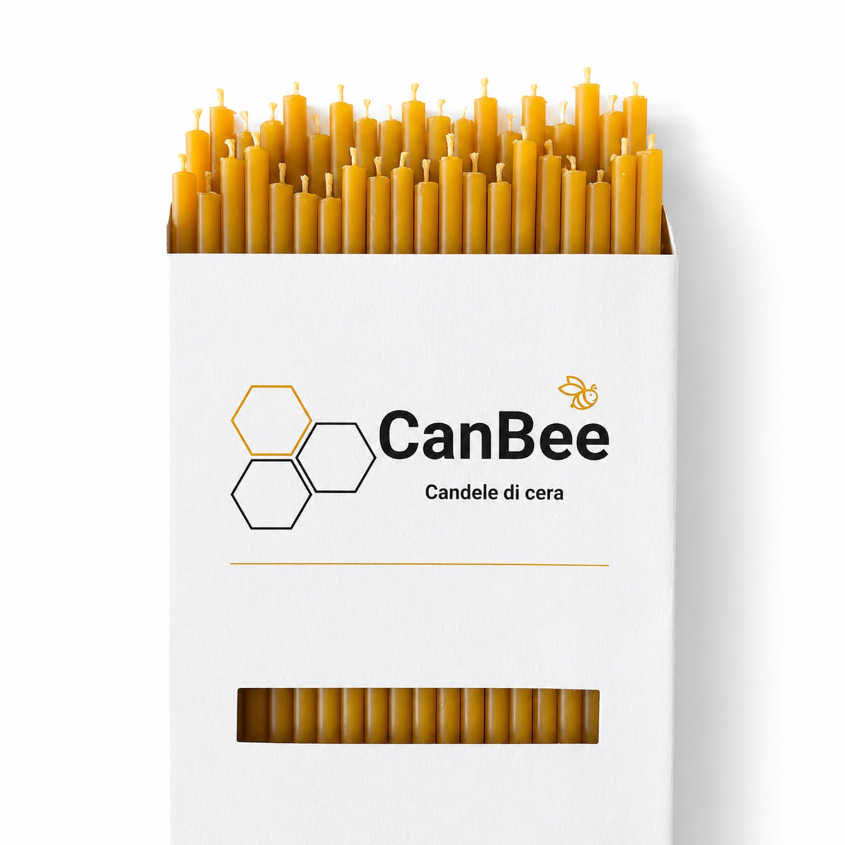CanBee-Packung mit gelben dünnen Kerzen