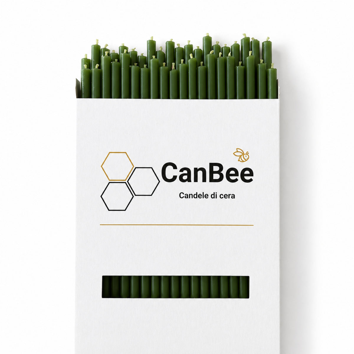 Confezione CanBee con candele sottili verdi