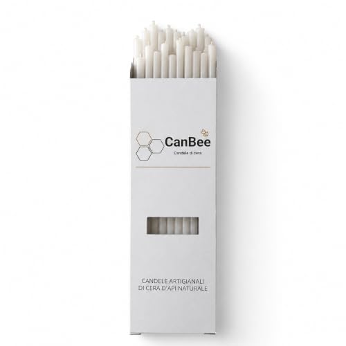 Confezione CanBee su sfondo bianco con candele sottili bianche