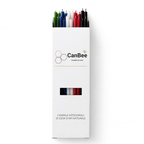Confezione CanBee su sfondo bianco con candele sottili multicolore