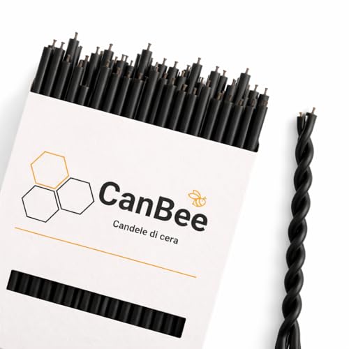 Confezione CanBee con candele sottili nere e una candela a spirale accanto