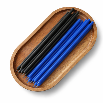 Candele Sottili Nero & Blu in Cera d’Api Naturale | Calma, Protezione e Concentrazione | 16 cm | Ø 5 mm | Durata 40 min | 50 Pezzi | CanBee