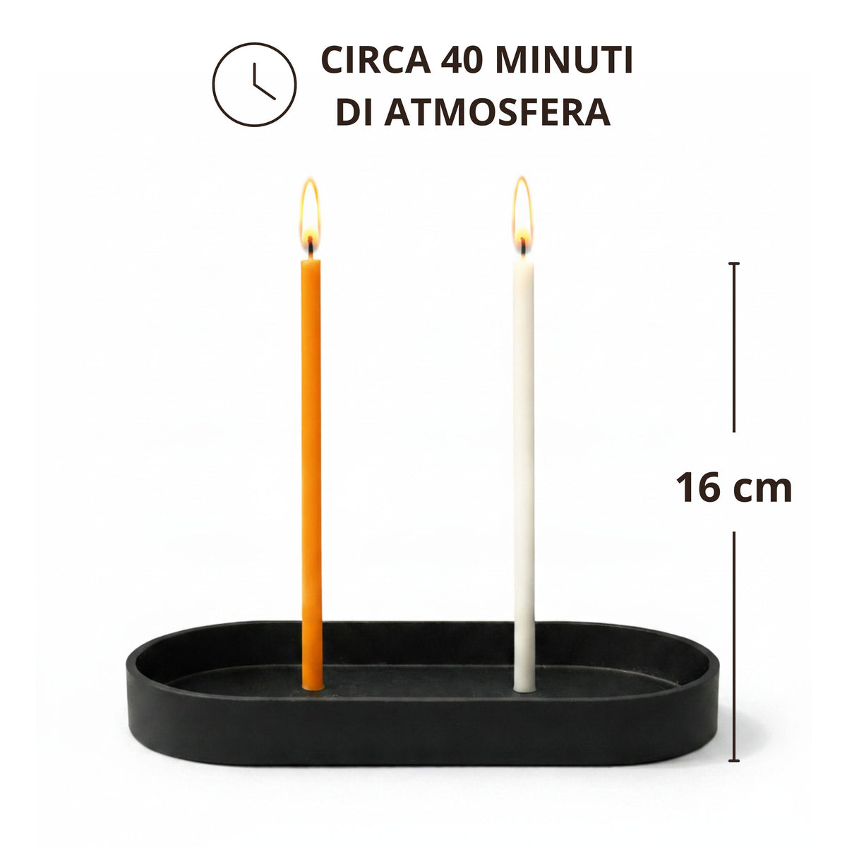 Candele Sottili Arancione in Cera d’Api Naturale