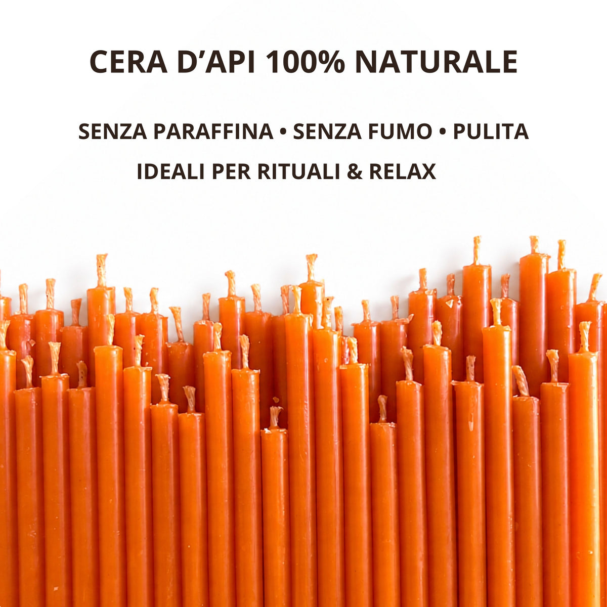 Candele Sottili Arancione in Cera d’Api Naturale