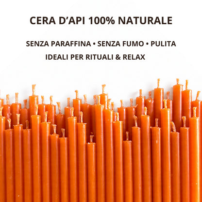 Candele Sottili Arancione in Cera d’Api Naturale