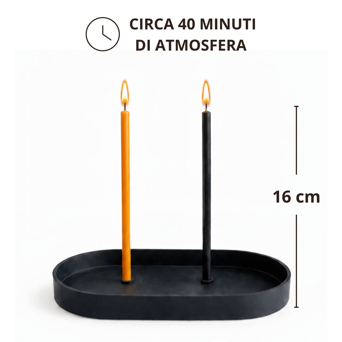 Candele Sottili Arancione e Nero in Cera d’Api Naturale