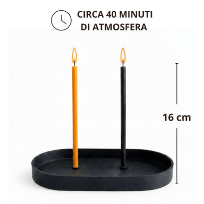 Candele Sottili Arancione e Nero in Cera d’Api Naturale
