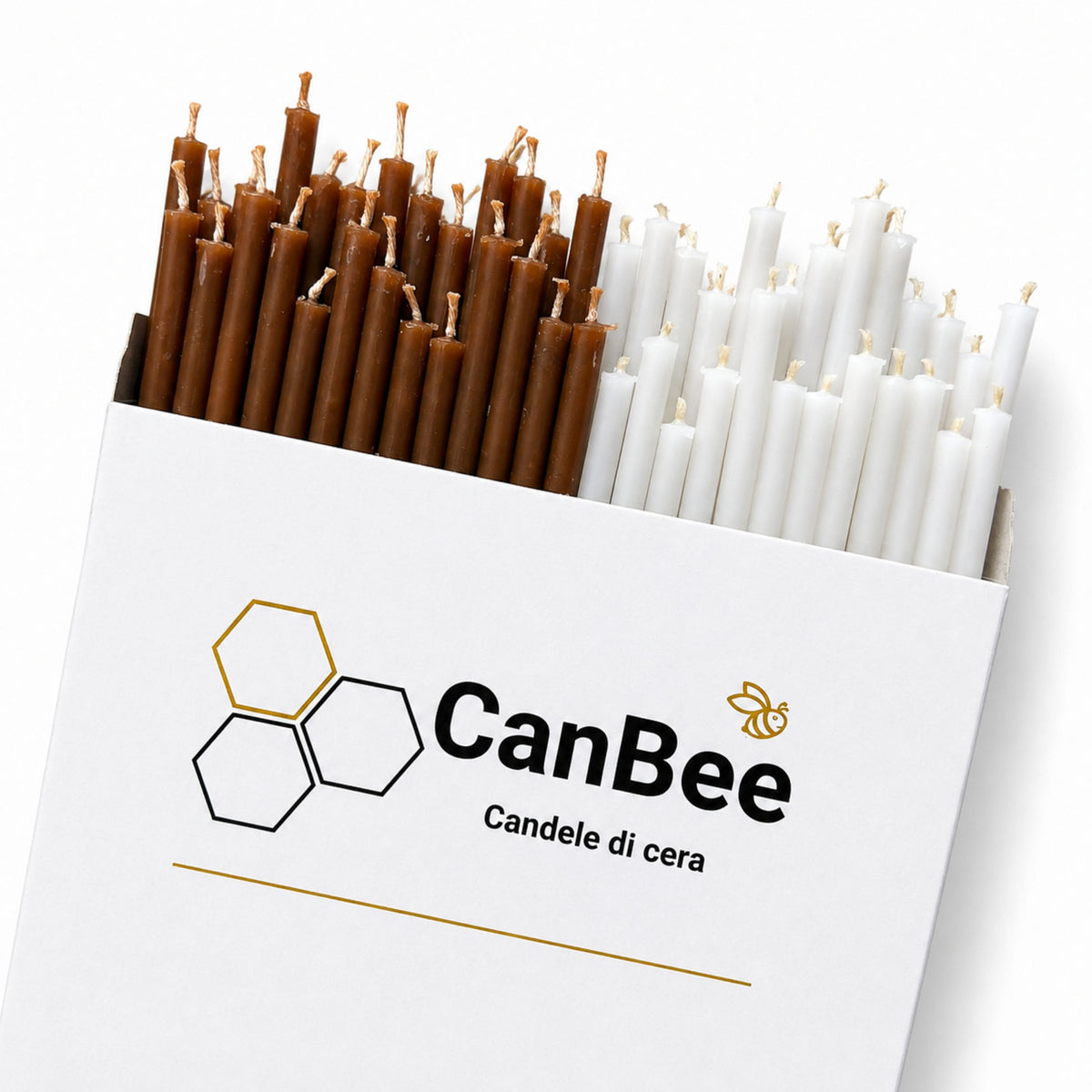 Candele Sottili Marrone e Bianco in Cera d’Api Naturale