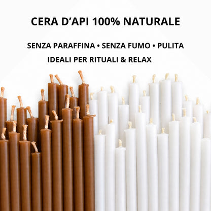 Candele Sottili Marrone e Bianco in Cera d’Api Naturale