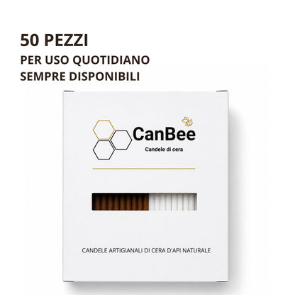 Candele Sottili Marrone e Bianco in Cera d’Api Naturale