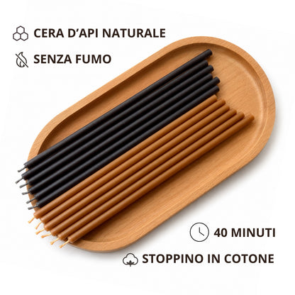 Candele Sottili Marrone e Nero in Cera d’Api Naturale