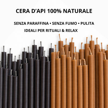 Candele Sottili Marrone e Nero in Cera d’Api Naturale