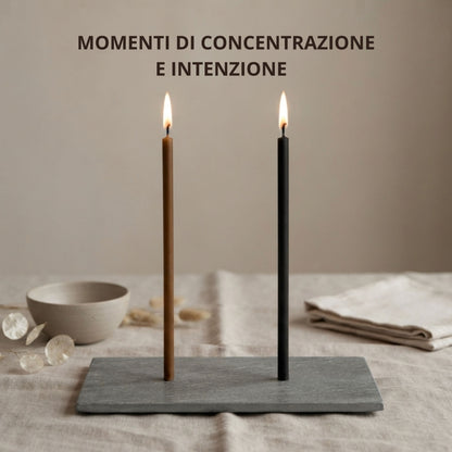 Candele Sottili Marrone e Nero in Cera d’Api Naturale