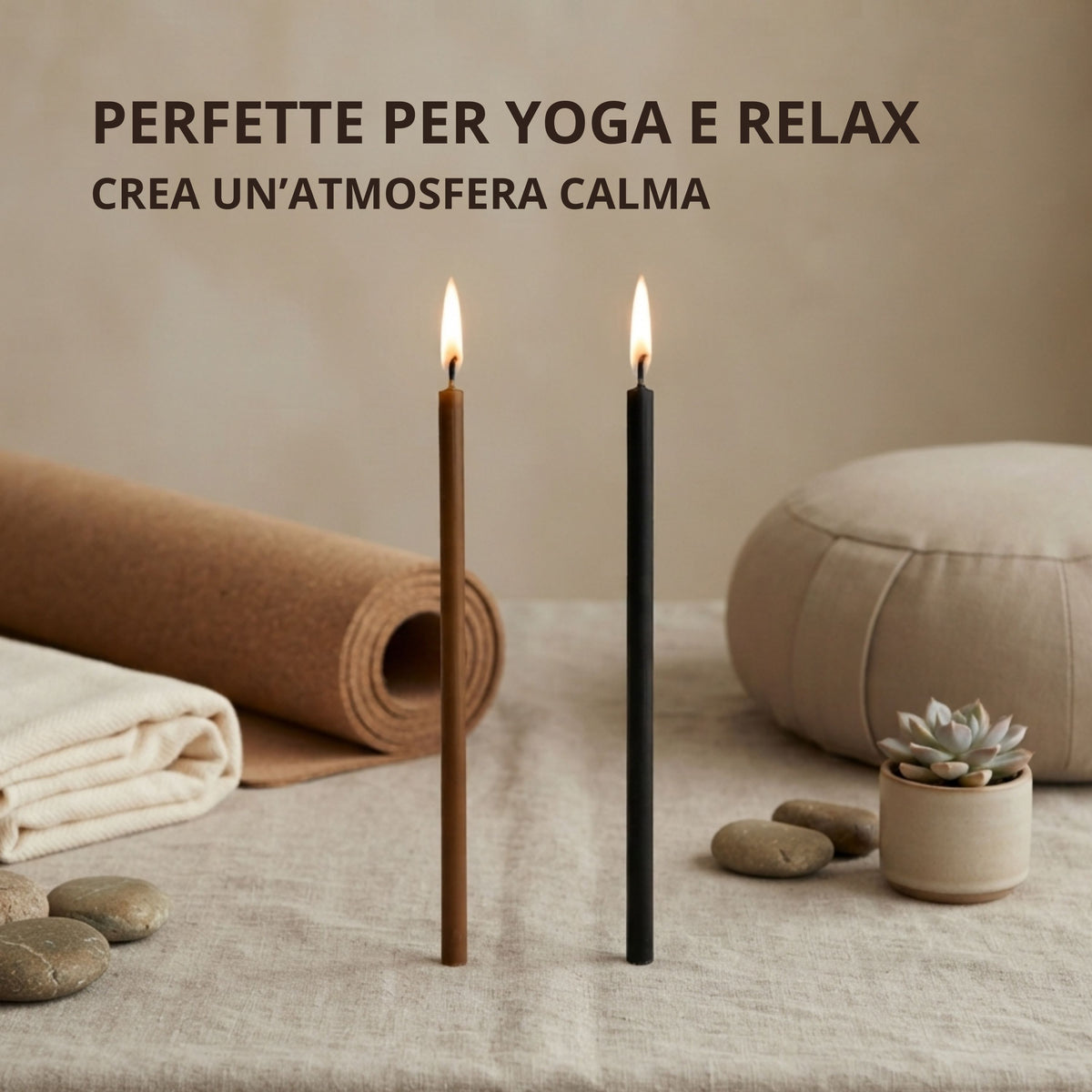 Candele Sottili Marrone e Nero in Cera d’Api Naturale