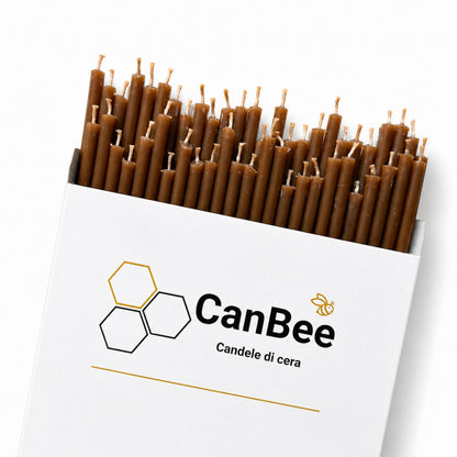 Candele Sottili Marrone in Cera d’Api Naturale