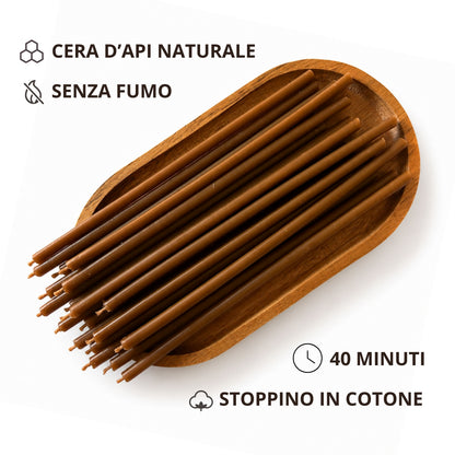 Candele Sottili Marrone in Cera d’Api Naturale