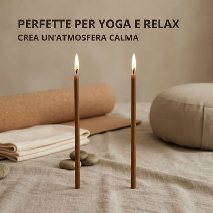 Candele Sottili Marrone in Cera d’Api Naturale