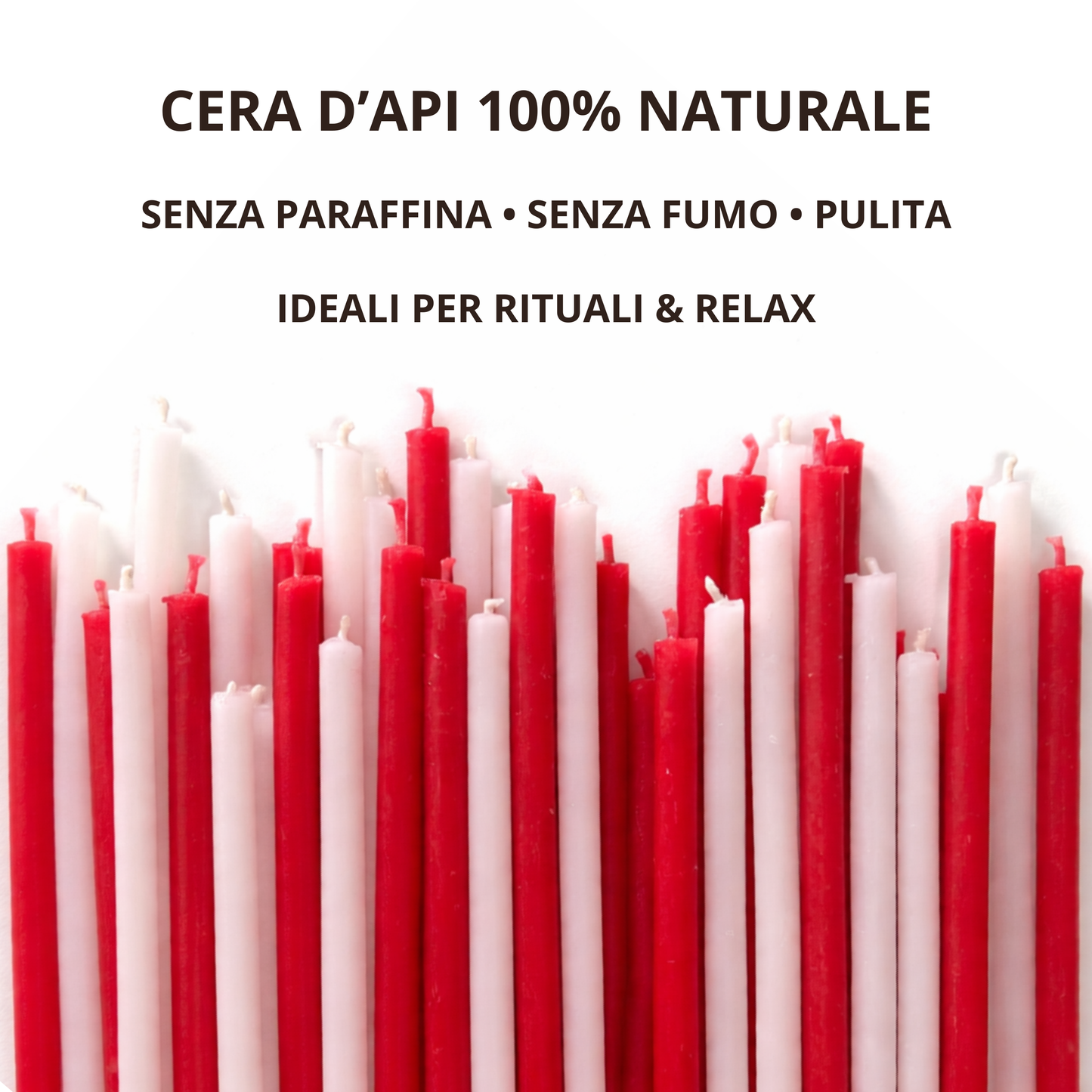 Set 50 Candele Sottili Rosse e Bianche 100% Cera d’Api Naturale – 16 cm per Meditazione e Yoga – CanBee