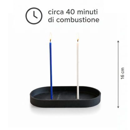 Set 50 Candele Sottili Bianche e Blu 100% Cera d’Api Naturale – 16 cm per Meditazione e Relax – CanBee