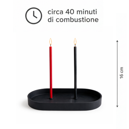 Candele Sottili Rosso & Nero in Cera d’Api Naturale | Energia, Protezione e Forza | 16 cm | Ø 5 mm | Durata 40 min | 50 Pezzi | CanBee