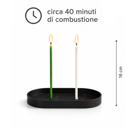 Set 50 Candele Sottili Bianche e Verdi in 100% Cera d’Api Naturale – 16 cm per Meditazione, Yoga e Benessere Naturale – CanBee