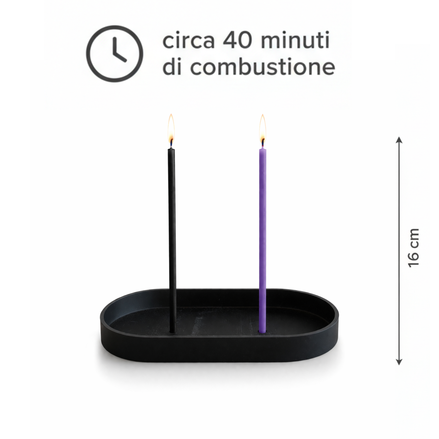 Set 50 Candele Sottili Nere e Viola in 100% Cera d’Api Naturale – 16 cm per Introspezione, Protezione e Calma Profonda – CanBee