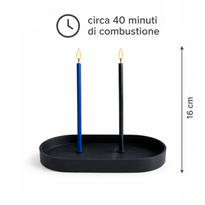 Candele Sottili Nero & Blu in Cera d’Api Naturale | Calma, Protezione e Concentrazione | 16 cm | Ø 5 mm | Durata 40 min | 50 Pezzi | CanBee