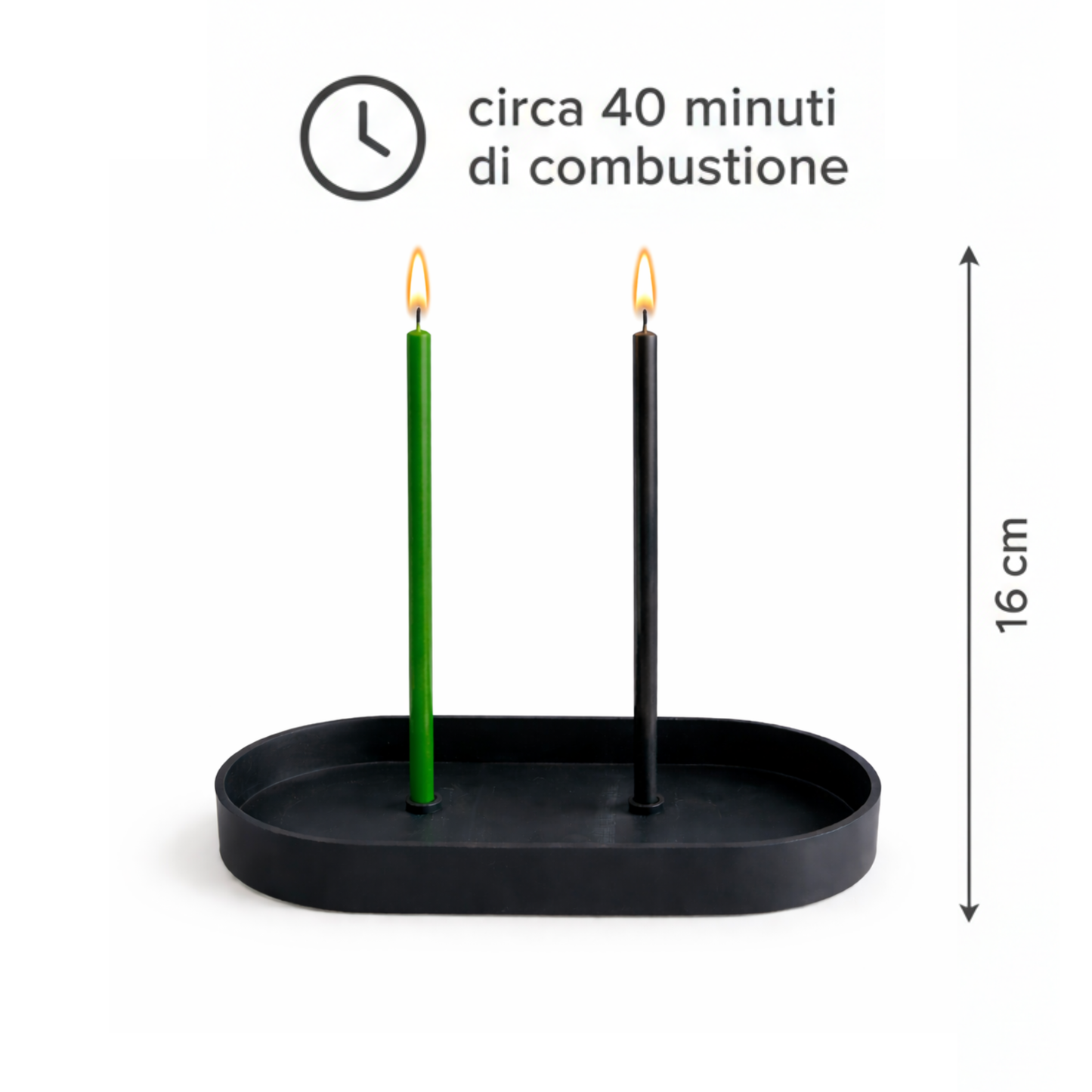 Candele Sottili Nero & Verde in Cera d’Api Naturale | Equilibrio, Protezione e Crescita | 16 cm | Ø 5 mm | Durata 40 min | 50 Pezzi | CanBee