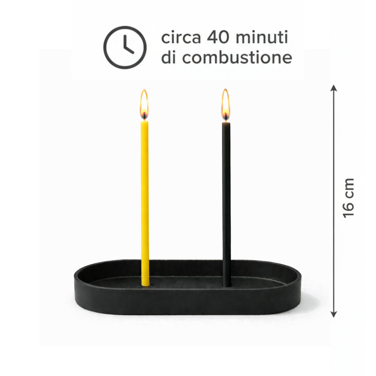 Candele Sottili Nero & Giallo in Cera d’Api Naturale | Protezione, Energia e Chiarezza | 16 cm | Ø 5 mm | Durata 40 min | 50 Pezzi | CanBee