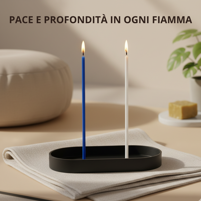 Set 50 Candele Sottili Bianche e Blu 100% Cera d’Api Naturale – 16 cm per Meditazione e Relax – CanBee