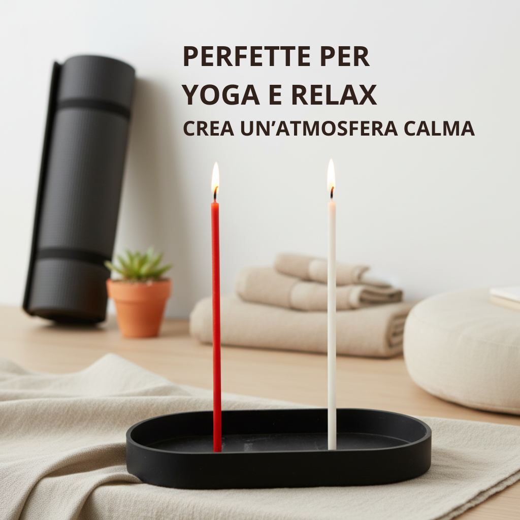 Set 50 Candele Sottili Rosse e Bianche 100% Cera d’Api Naturale – 16 cm per Meditazione e Yoga – CanBee