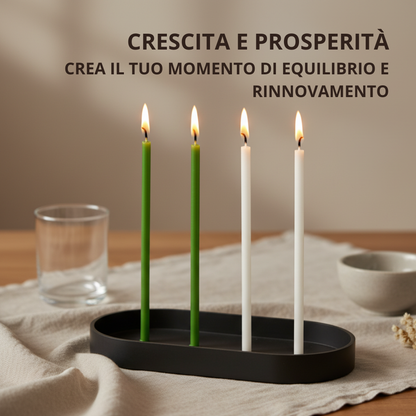 Set 50 Candele Sottili Bianche e Verdi in 100% Cera d’Api Naturale – 16 cm per Meditazione, Yoga e Benessere Naturale – CanBee
