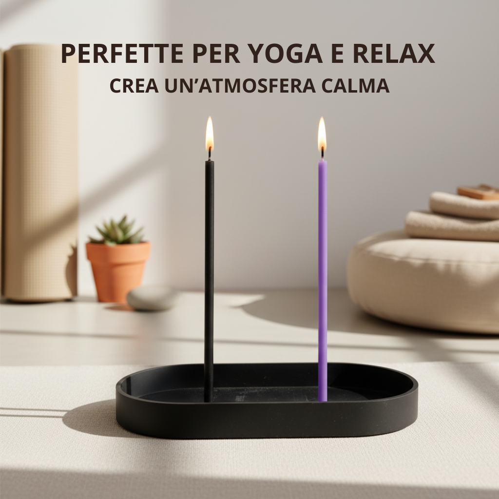 Set 50 Candele Sottili Nere e Viola in 100% Cera d’Api Naturale – 16 cm per Introspezione, Protezione e Calma Profonda – CanBee