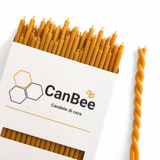 Candele Sottili Giallo 18 cm in Cera d’Api Naturale