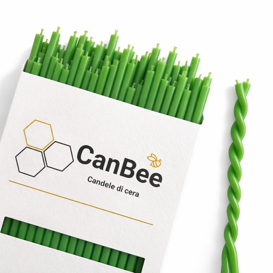 Candele Sottili Verde 18 cm in Cera d’Api Naturale