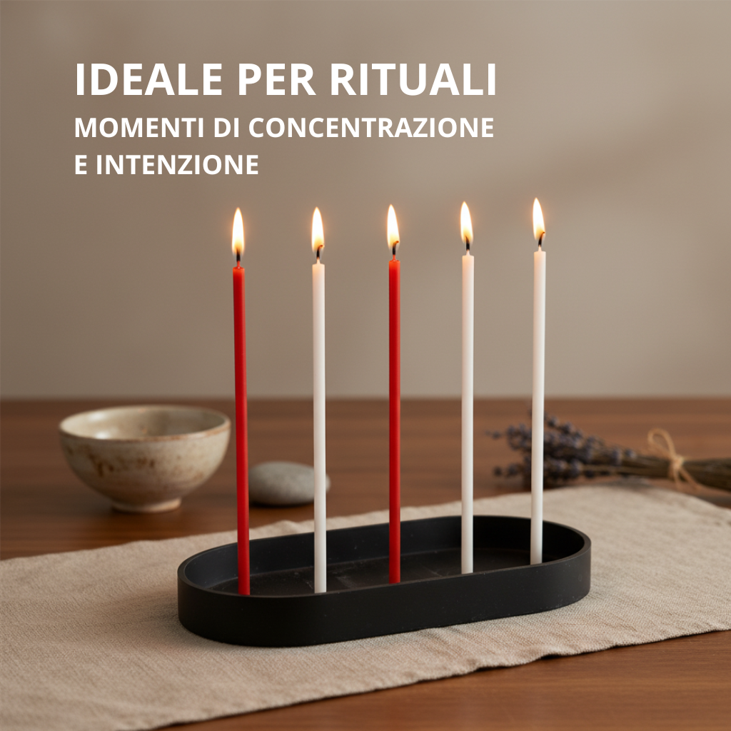 Set 50 Candele Sottili Rosse e Bianche 100% Cera d’Api Naturale – 16 cm per Meditazione e Yoga – CanBee