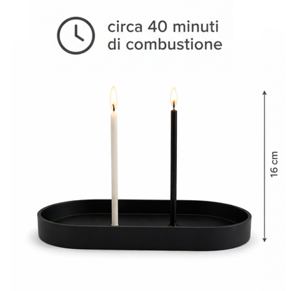 Candele Sottili Nero & Bianco in Cera d’Api Naturale | Rituali, Meditazione e Altare | 16 cm | Ø 5 mm | Durata 40 min | 50 Pezzi | CanBee