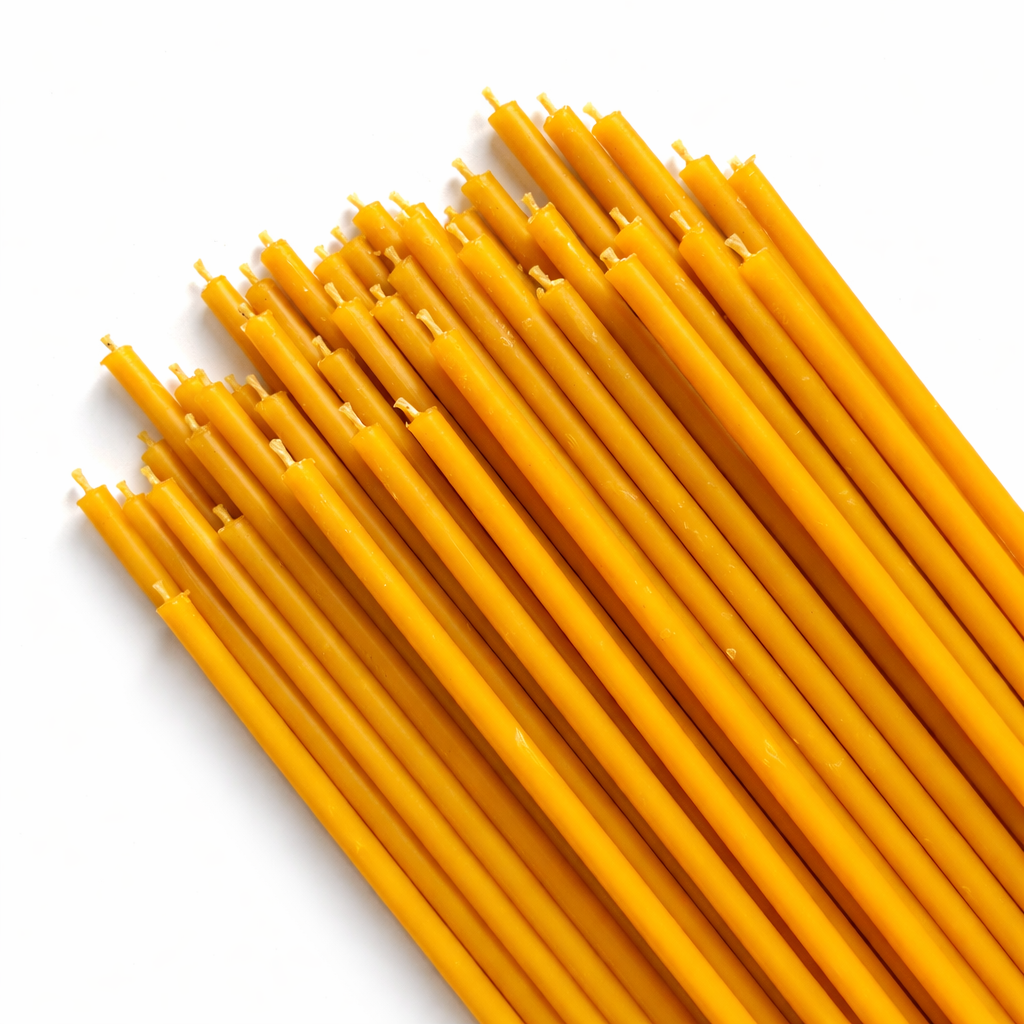 Candele Sottili in Cera d’Api Naturale | Candele Naturali per Meditazione e Rituali | 16 cm |  Ø 5 mm | Durata 40 min | 50 Pezzi | CanBee