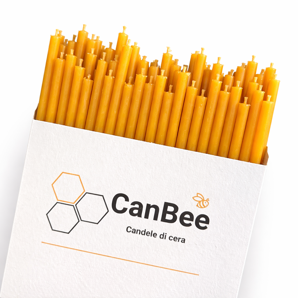 Candele Sottili in Cera d’Api Naturale | Candele Naturali per Meditazione e Rituali | 16 cm |  Ø 5 mm | Durata 40 min | 50 Pezzi | CanBee