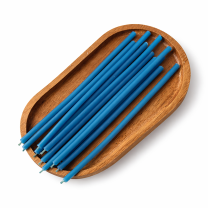 Candele Sottili Blu in Cera d’Api Naturale | Rituali, Meditazione e Altare | 16 cm |  Ø 5 mm | Durata 40 min | 50 Pezzi | CanBee