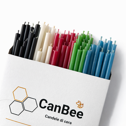 Candele Sottili Multicolor in Cera d’Api Naturale | Rituali, Meditazione e Altare | 16 cm | Ø 5 mm | Durata 40 min | 50 Pezzi | CanBee